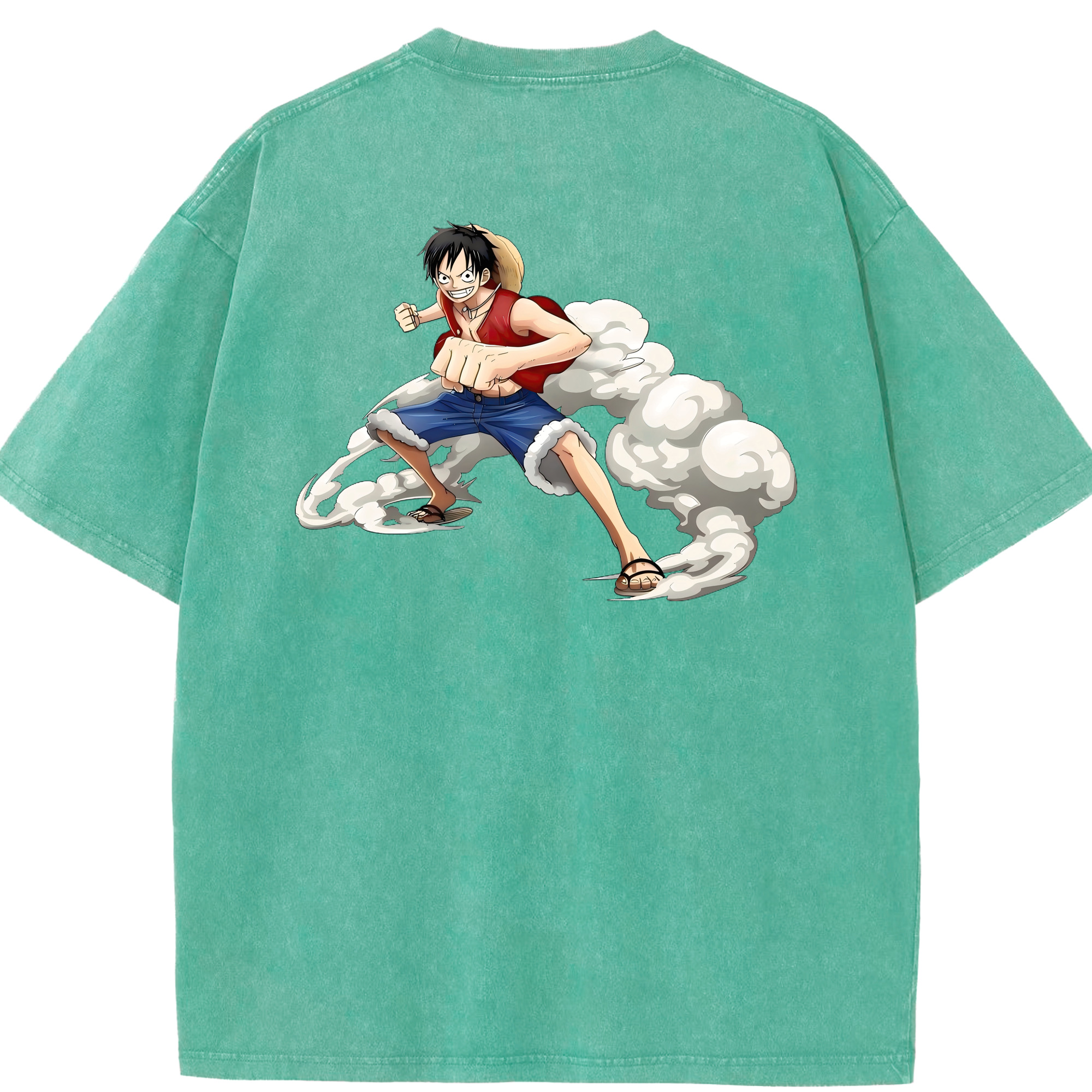 ワンピース モンキー・D・ルフィ ONE PIECE Monkey D. Luffy 綿100% ヴィンテージ風 半袖Tシャツ（背面プリント）